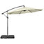 Outsunny 3(m) Garden Banana Parasol Cantilever Umbrella with Crank Handle, Cross Base, Weights and Cover, Beige