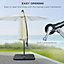 Outsunny 3(m) Garden Banana Parasol Cantilever Umbrella with Crank Handle, Cross Base, Weights and Cover, Beige