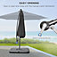 Outsunny 3(m) Garden Banana Parasol Cantilever Umbrella with Crank Handle, Cross Base, Weights and Cover, Black