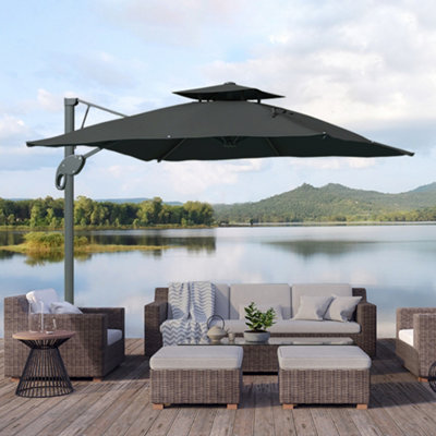 Outsunny 3(m)Garden Parasol Patio Umbrella w/ Hydraulic