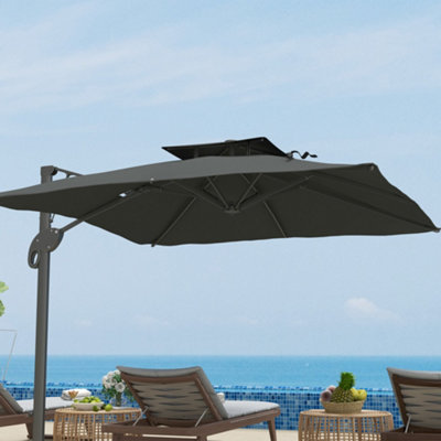 Outsunny 3(m)Garden Parasol Patio Umbrella w/ Hydraulic
