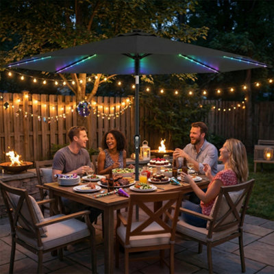 led light bulbs be replaced on a outsunny patio umbrella Solar with Lights for Pool, Deck & Garden efficient lighting Outsunny 3 m Garden Parasol