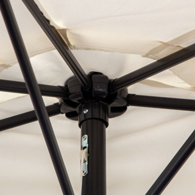 Outsunny 3(m) Half Round Parasol Garden Sun Umbrella Metal Crank Cream White - 8