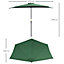 Outsunny 3(m) Half Round Parasol Garden Sun Umbrella Metal Crank Green