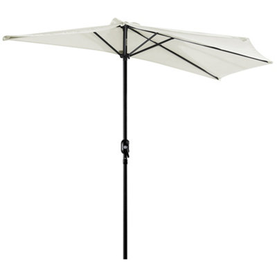 Outsunny 3 (m) Metal Frame Garden Furniture Parasol Half Round Umbrella Cream