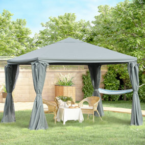 Outsunny 3(m) Outdoor Gazebo Canopy Party Tent Aluminum Frame with Sidewalls