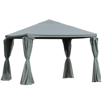 Outsunny 3(m) Outdoor Gazebo Canopy Party Tent Aluminum Frame with Sidewalls
