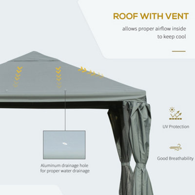 Outsunny 3(m) Outdoor Gazebo Canopy Party Tent Aluminum Frame with Sidewalls - 4