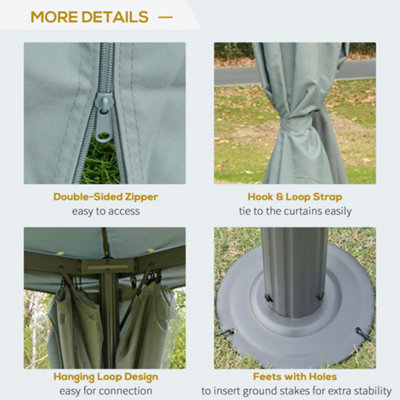 Outsunny 3(m) Outdoor Gazebo Canopy Party Tent Aluminum Frame with Sidewalls - 5