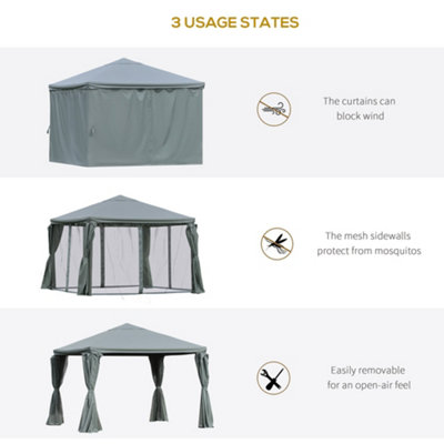 Outsunny 3(m) Outdoor Gazebo Canopy Party Tent Aluminum Frame with Sidewalls - 7