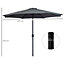 Outsunny 3(m) Patio Umbrella Outdoor Sunshade Canopy Tilt & Crank Dark Grey