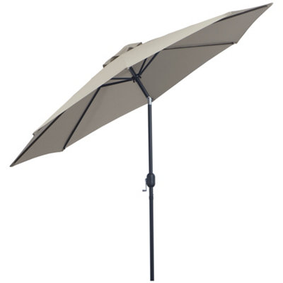 Outsunny 3(m) Patio Umbrella Outdoor Sunshade Canopy Tilt & Crank Light Grey