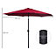 Outsunny 3(m) Patio Umbrella Outdoor Sunshade Canopy Tilt & Crank Wine Red