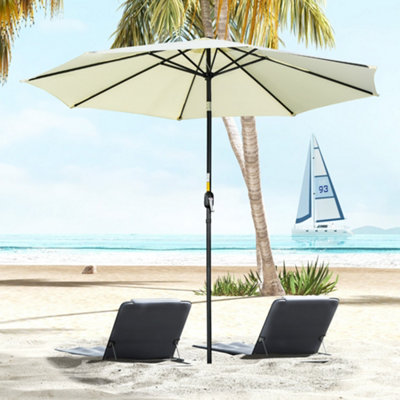Outsunny 3(m) Patio Umbrella Outdoor Sunshade Canopy w/ Tilt & Crank Beige