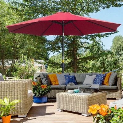Outsunny 3(m) Patio Umbrella Outdoor Sunshade Canopy w/ Tilt & Crank Wine Red