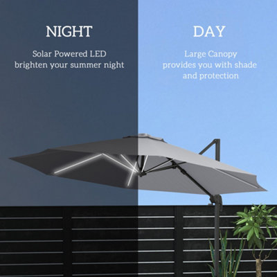 Outsunny 3 x 3(m) Cantilever Umbrella Power Bank Solar Cold