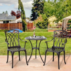 Outsunny 3 PCs Coffee Table Chairs Outdoor Garden Furniture Set with Umbrella Hole