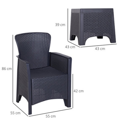 Outsunny 3-PCS Conversation Set Rattan Sofa Furniture Set Polyester Cushion