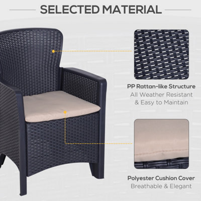 Outsunny 3-PCS Conversation Set Rattan Sofa Furniture Set Polyester Cushion