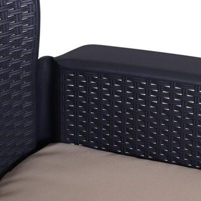 Outsunny 3-PCS Conversation Set Rattan Sofa Furniture Set Polyester Cushion
