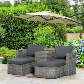 Outsunny 3 PCS Free Combination Outdoor Sofa Set, Double Chaise Lounge, Daybed