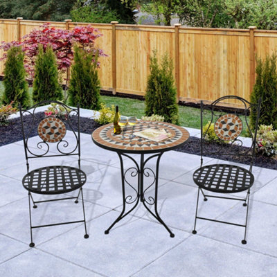 Outsunny 3 Pcs Mosaic Bistro Table Chair Set Patio Garden Dining Furniture