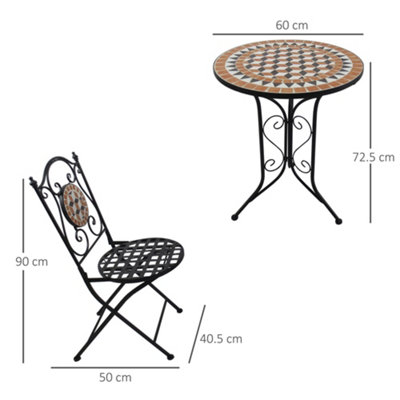 Outsunny 3 Pcs Mosaic Bistro Table Chair Set Patio Garden Dining Furniture