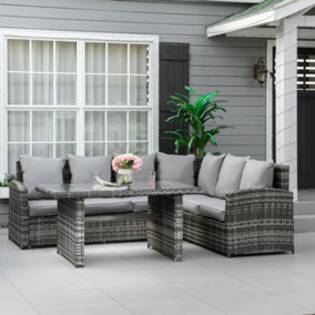 Outsunny 3 PCS Outdoor All Weather Rattan Dining Sets Furniture Backyard Garden