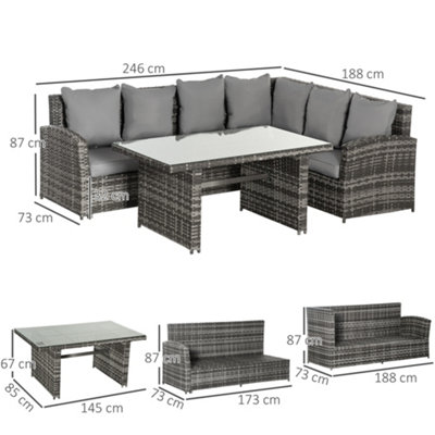 Outsunny 3 PCS Outdoor All Weather Rattan Dining Sets Furniture Backyard Garden - 3