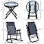 Outsunny 3 Pcs Outdoor Conversation Set with Rocking Chairs and Side Table Grey