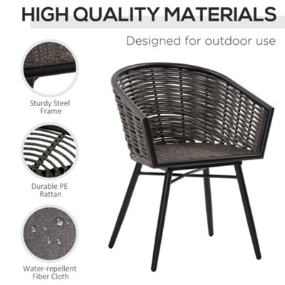 Outsunny 3 PCS Patio Resin Wicker Hand Woven Bistro Set 2 Chairs 1 Coffee Table - 4