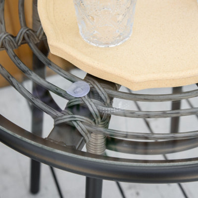Outsunny 3 PCS Patio Resin Wicker Hand Woven Bistro Set 2 Chairs 1 Coffee Table - 8