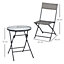 Outsunny 3 PCs Patio Wicker Bistro Set Foldable Table and Chair Set for Outdoor