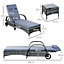 Outsunny 3 PCS Rattan Lounger Recliner Bed Garden Furniture Set with Side Table