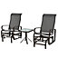 Outsunny 3 Pcs Rocking Chair Gliding Set with Table for Patio Garden Brown