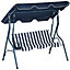 Outsunny 3-person Garden Swing Chair w/ Adjustable Canopy, Blue Stripes