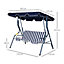 Outsunny 3-person Garden Swing Chair withAdjustable Canopy, Blue Stripes