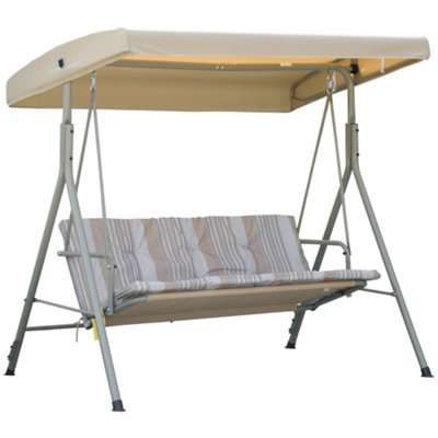 Outsunny steel outdoor porch swing lounge chair 3 person with top canopy discount