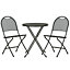 Outsunny 3 Piece Garden Bistro Set with Foldable Design Round Dining Table Dark Grey