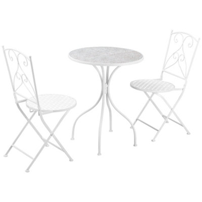 Outsunny 3 Piece Garden Bistro Set with Mosaic Top for Patio, Balcony, Poolside