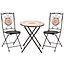 Outsunny 3 Piece Mosaic Bistro Set, 2 Folding Chairs & 1 Round Table Outdoor Furniture for Outdoor, Balcony, Poolside, Yellow