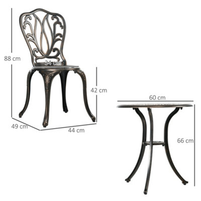 Outsunny 3 Piece Patio Bistro Set Outdoor Table Set with Umbrella Hole Bronze - 3