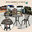 Outsunny 3 Piece Patio Bistro Set Outdoor Table Set with Umbrella Hole Bronze