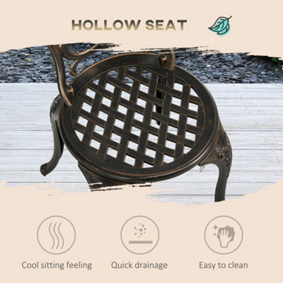 Outsunny 3 Piece Patio Bistro Set Outdoor Table Set with Umbrella Hole Bronze - 6