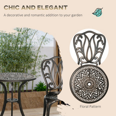 Outsunny 3 Piece Patio Bistro Set Outdoor Table Set with Umbrella Hole Bronze - 7