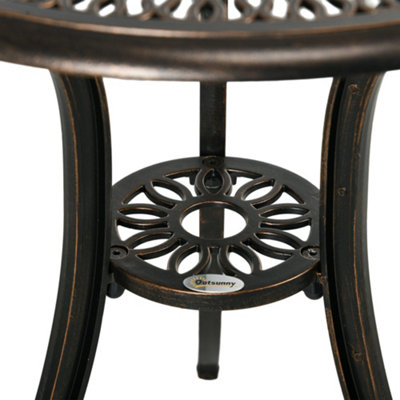 Outsunny 3 Piece Patio Bistro Set Outdoor Table Set with Umbrella Hole Bronze - 8