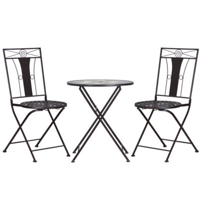 Outsunny 3-Piece Patio Bistro Set with Mosaic Round Table and 2 Armless Chairs