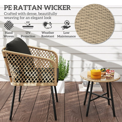 Springos Tuinset - 3 Delig - Stoelen - Tafel - Rotan - Beige