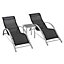 Outsunny 3 Pieces Lounge Chair Set Garden Sunbathing w/ Table Black