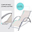 Outsunny 3 Pieces Lounge Chair Set Garden Sunbathing w/ Table Cream